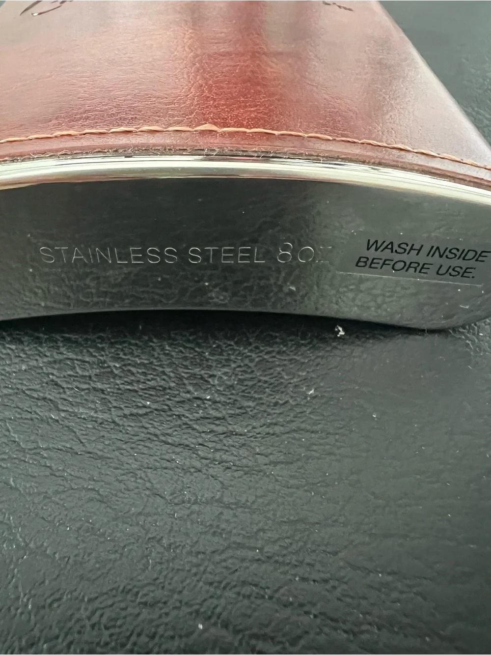 Crown Royal 8 oz Brown Faux Leather Wrapped Stainless Steel Flask